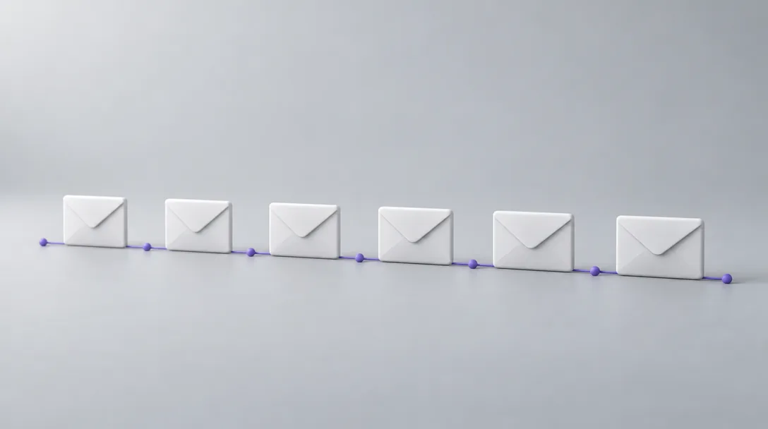 Six envelopes on a timeline